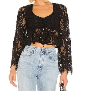 Lovers + Friends | Lily Black Lace Crop Top